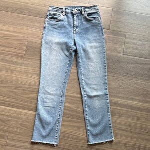 BLANKNYC Madison Crop Jeans 26 Light Wash Raw Hem Cropped Straight Denim
